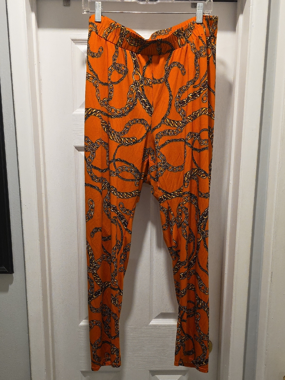 UPS & DOWNS Orange Chain-Print Leggings